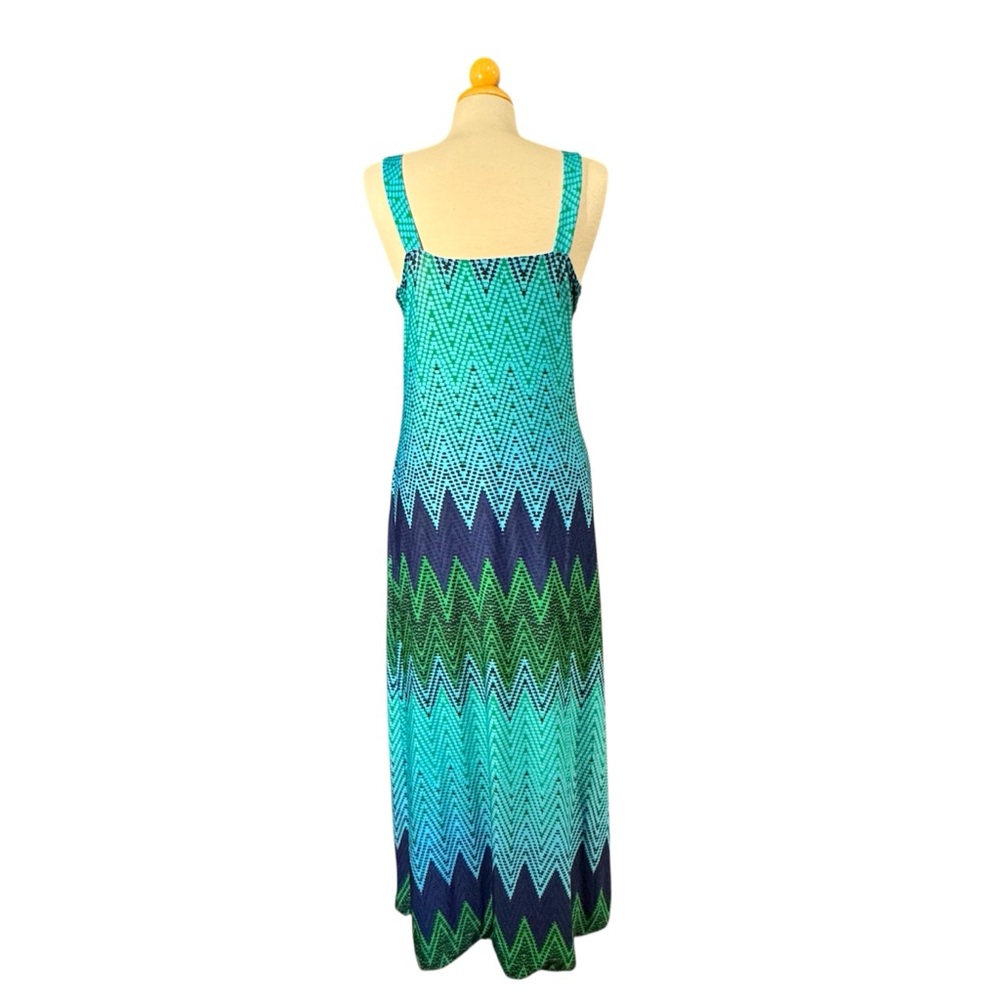 SMITH Chevron Maxi Dress in Teal, Green & Navy - Picture 2 of 7